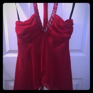 Red halter top with sequin